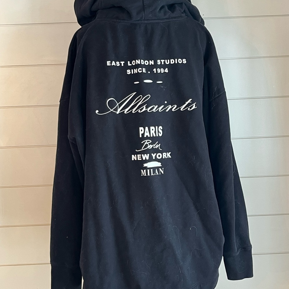 AllSaints Black Hoodie with White Print
